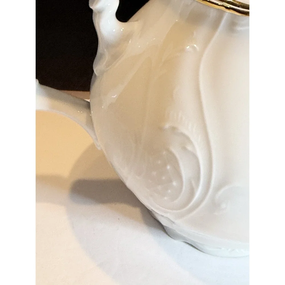 Bernadette Bohemian Porcelain White Gold Teapot Czech Republic